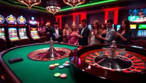 Engaging players winning big at link vào 8kbet in a luxurious casino setting.