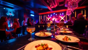 Dinner sxm at Club Noir, showcasing luxurious dining ambiance with crafted cocktails and entertaining performers.