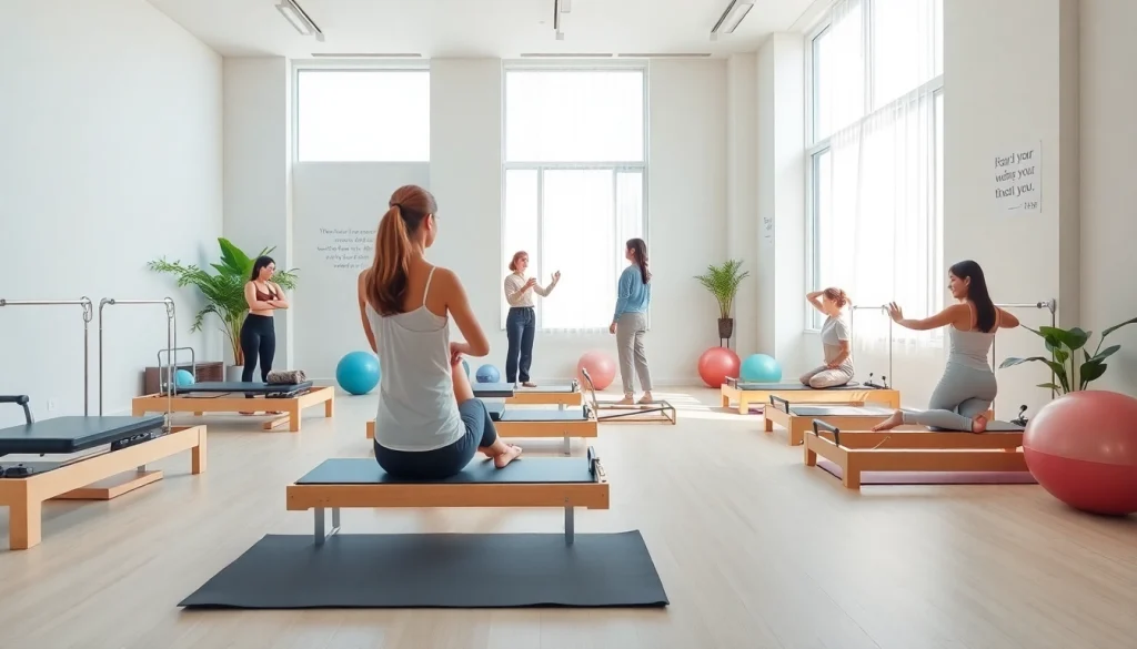 台東区のモダンなスタジオで行われるピラティスクラス。多様な参加者と高品質な機材を特徴としています。