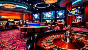 Experience the excitement of thabet casino with vibrant gaming visuals and luxurious atmosphere.