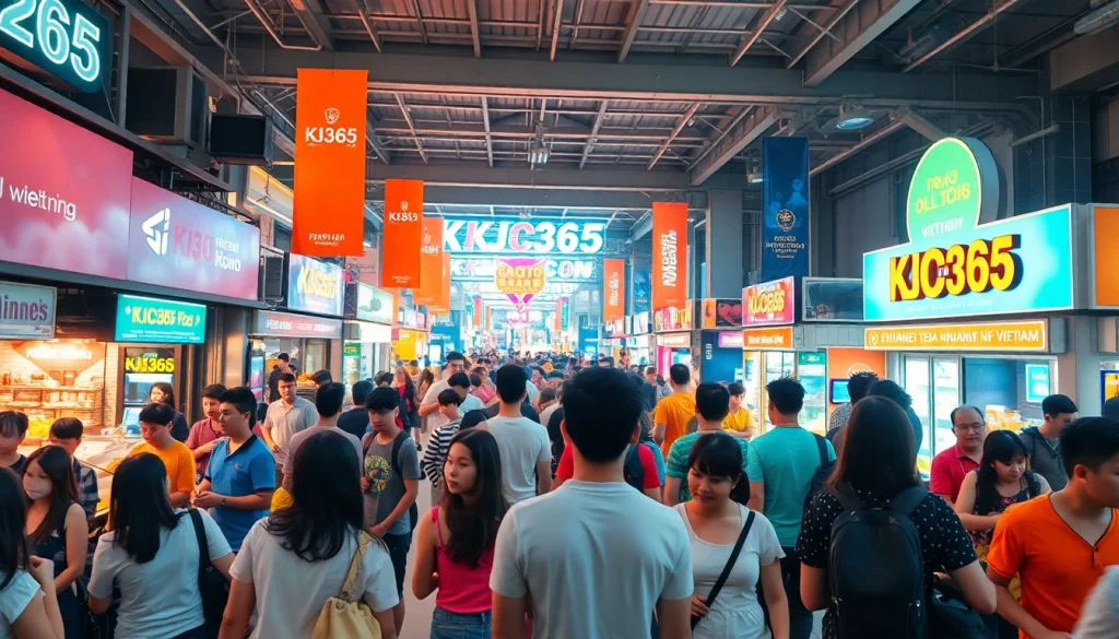 KJC365 entertainment hub scene with engaging activities and lively atmosphere.