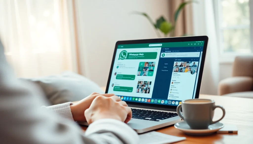 使用快连VPN在 WhatsApp Web 上进行安全通信的生动场景。