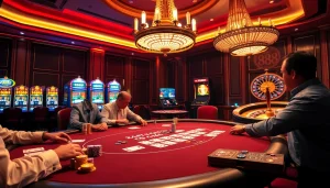 Experience u 888 excitement with a luxurious casino scene featuring poker and roulette.