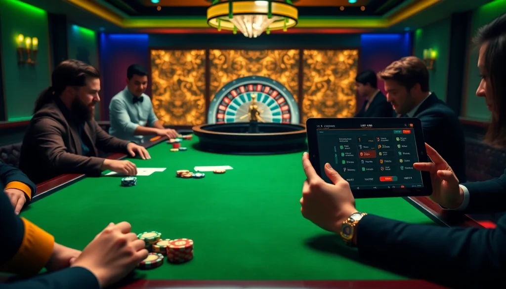 Players enjoying a thrilling game of u888 casino with vibrant chips and betting action.